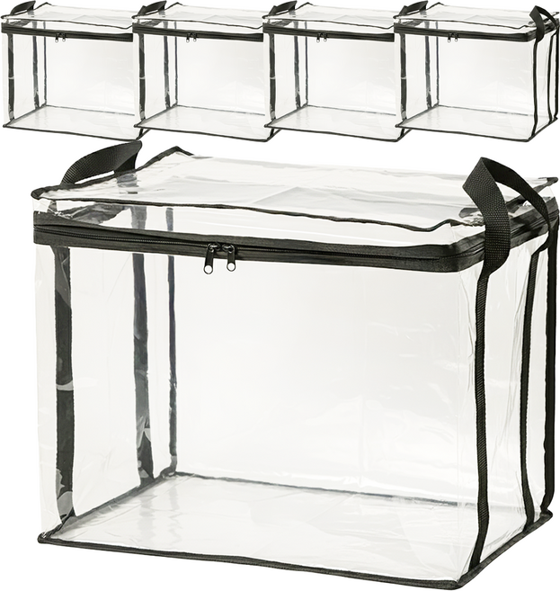 Couselect 書本防塵透明收納提袋 大(37 x 24 x 31cm), 黑色, 5個