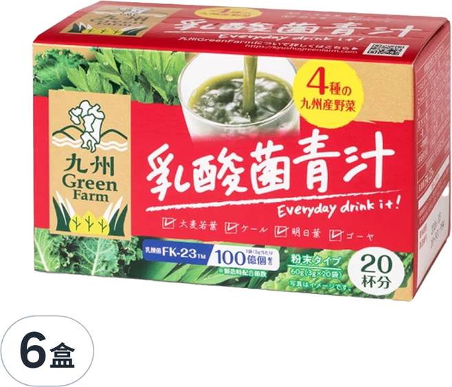 九州 Green Farm 盛花園 日本原裝進口九州產乳酸菌青汁, 20包, 3g, 6盒