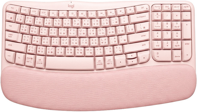 logitech 羅技 Wave Keys 人體工學 Wireless 鍵盤 玫瑰粉 YR0096 RGB 背光 含數字鍵盤 藍牙 支援多重配對 支援 Mac OS