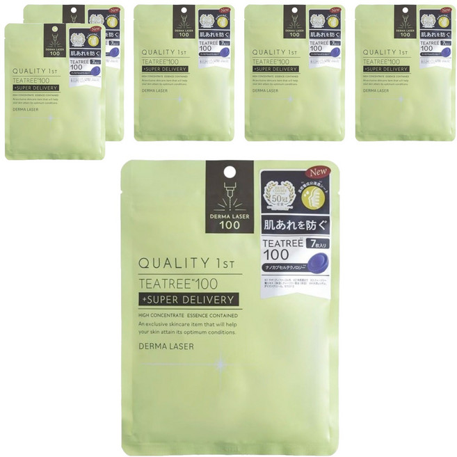 DERMA LASER 皇后面膜 茶樹舒緩 綠, 6包, 7片