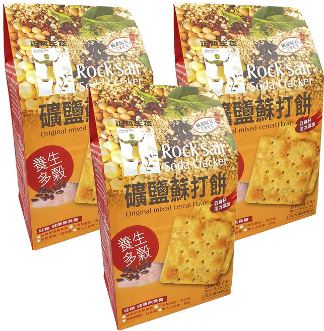正哲生技 蘇打餅 養生多穀, 380g, 3包