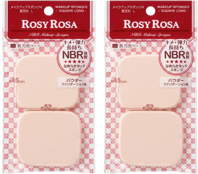 ROSY ROSA 柔彈系粉餅粉撲 長方形 5.2 x 4.5 x 0.8cm 2入, 膚色, 2包