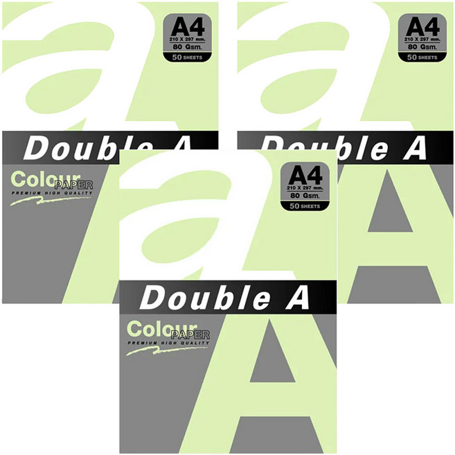 Double A 彩色影印紙 A4 尺寸 80 gsm 50 張, 3包