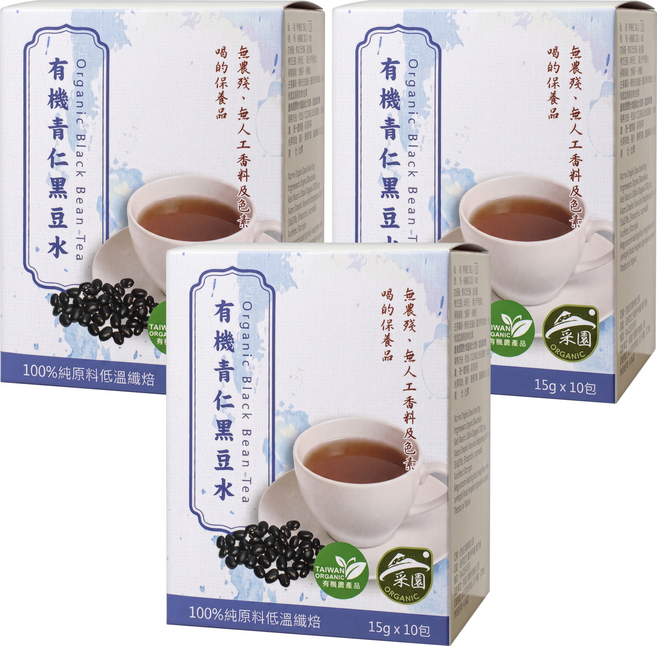 茂格生機 有機青仁黑豆水, 15g, 10包, 3盒