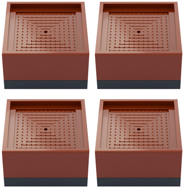 咪咪購物 家具防滑墊高塊/增高座/方形墊高塊 8.2 x 8.2 x 4.8cm, 4個, 棕色