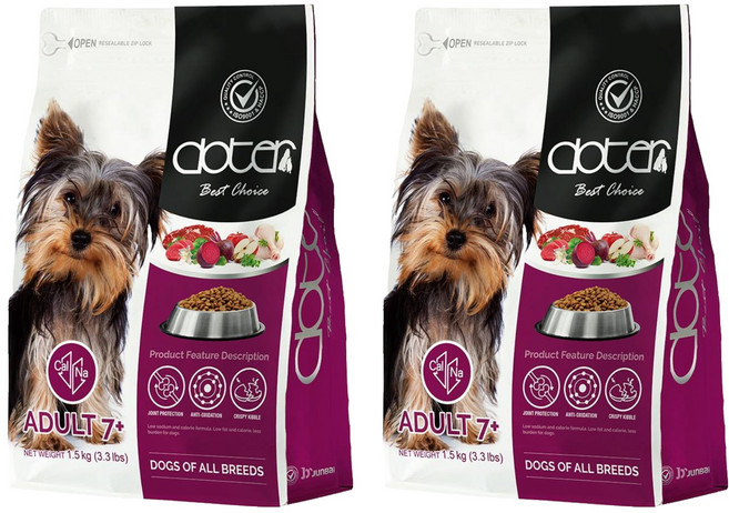 doter 寵愛物語 熟齡犬 熟齡保健犬飼料, 1.5kg, 2袋, 熟齡養生