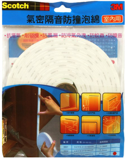 3M Scotch 大型室內隔音防撞棉 #6603, 白色, 1個