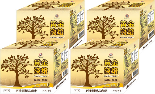 BARISTA COFFEE 西雅圖 黃金淺焙拿鐵, 21g, 15包, 4盒