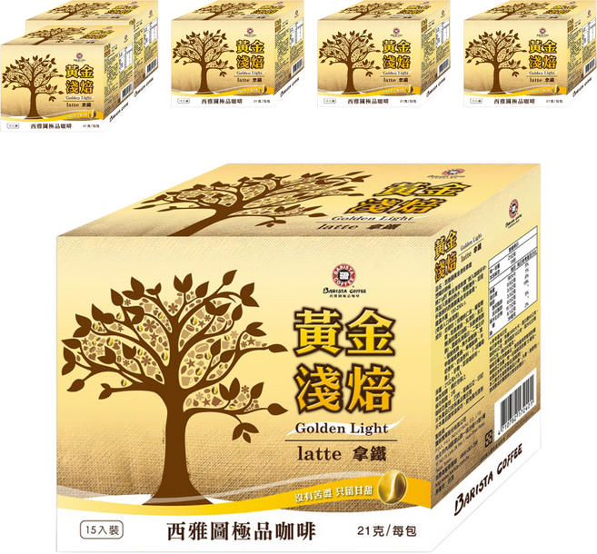 BARISTA COFFEE 西雅圖 黃金淺焙拿鐵, 21g, 15包, 6盒