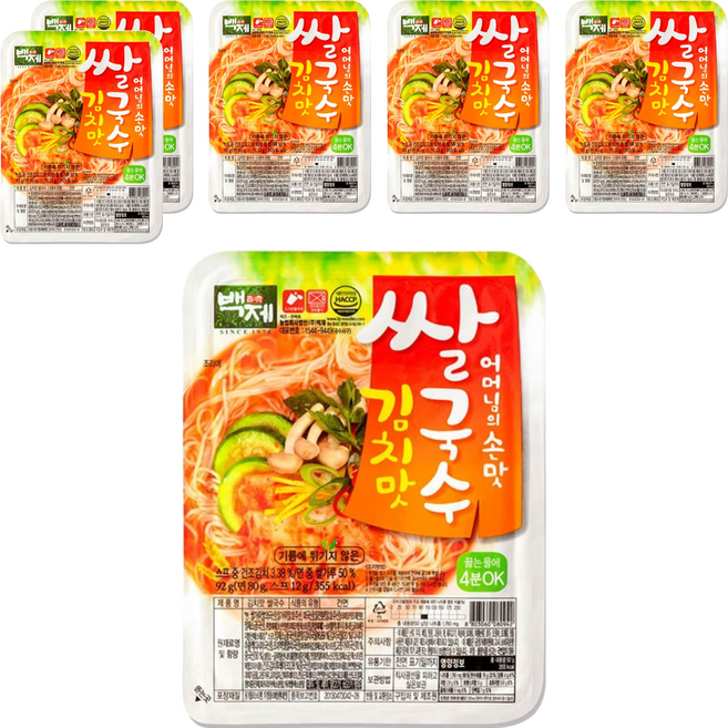 Baekje 百濟 米麵線 泡菜味 92g, 6盒