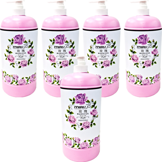 MIAU 精油香氛沐浴乳 玫瑰, 2L, 5件