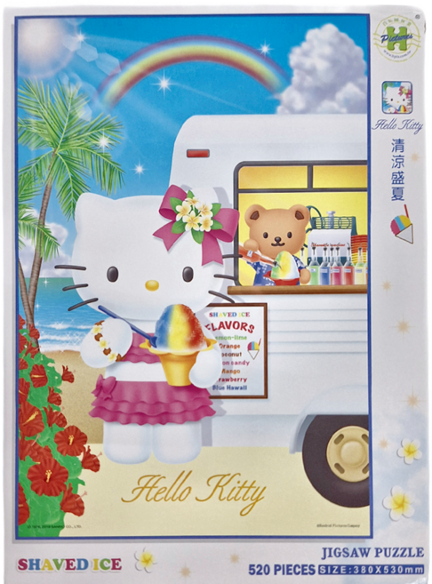 HUNDRED PICTURES 百耘圖 Hello Kitty清涼盛夏拼圖 380 x 530mm 3歲以上 487g, 清涼盛夏, 520片, 1盒