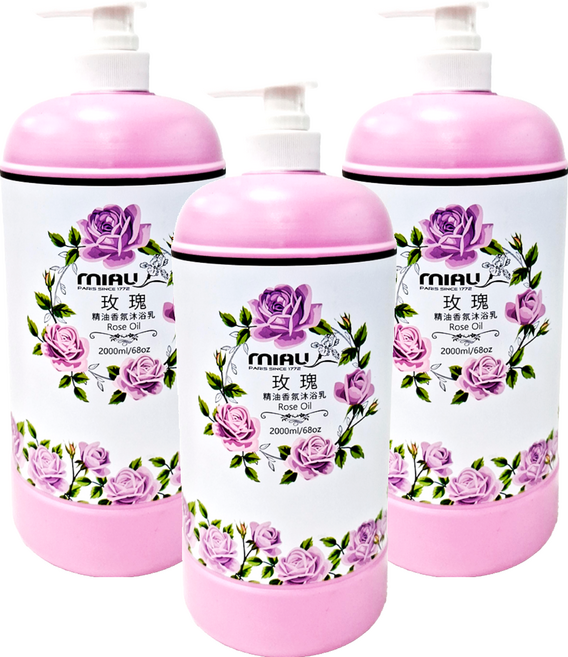 MIAU 精油香氛沐浴乳 玫瑰, 2L, 3件