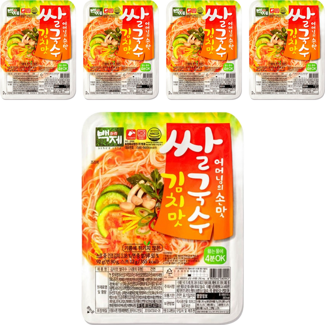 Baekje 百濟 米麵線 泡菜味 92g, 5盒