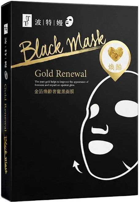 TT 波特嫚 台灣公司貨 金箔煥齡奢寵黑面膜, 5片, 1組