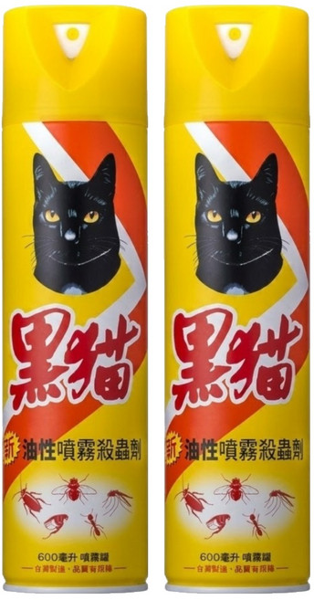 黑貓 油性噴霧殺蟲劑, 600ml, 2瓶