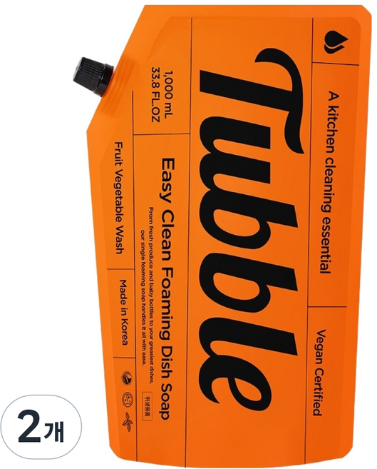Tubble Easy Clean 泡沫廚房洗潔精 補充包, 2個, 1L