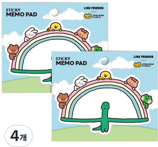 Flyingwhales LINE FRIENDS Joguman minini 便利貼, 4個, 彩虹, 50張