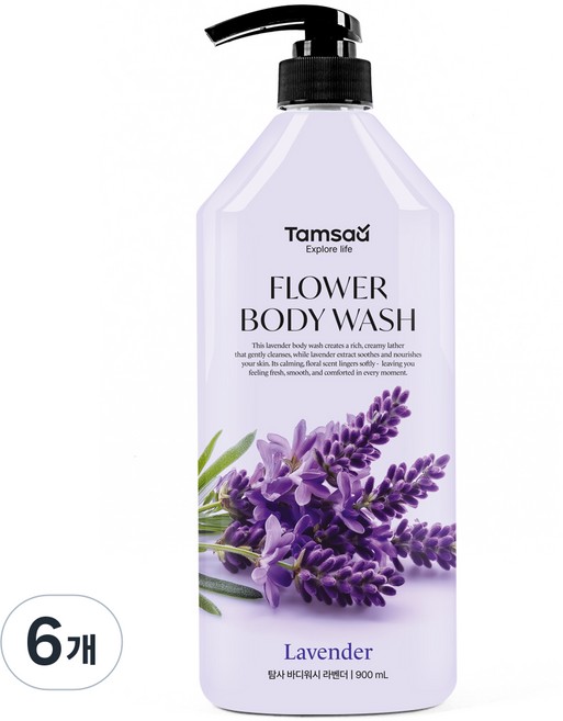 Tamsaa 花香沐浴乳 薰衣草, 6個, 900ml