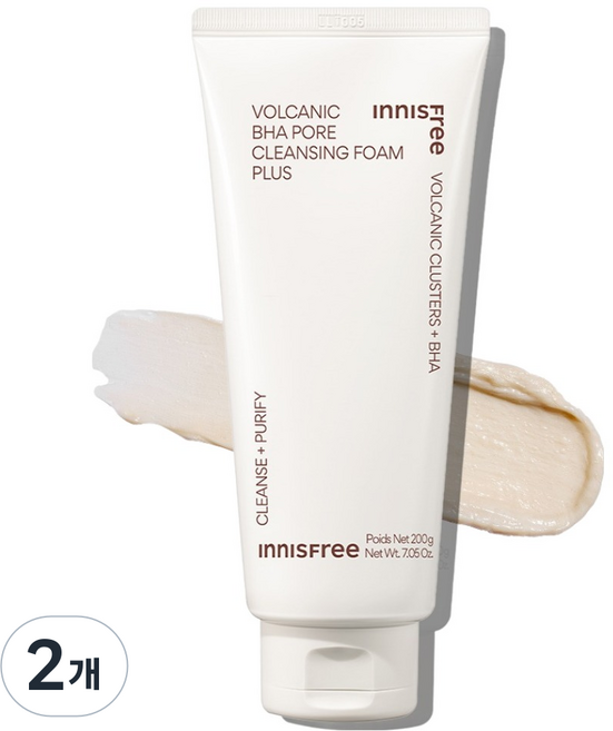 INNISFREE 火山泥BHA毛孔潔面乳 Plus, 200g, 2個