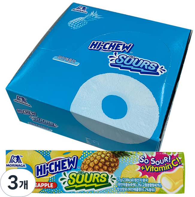 MORINAGA 森永 HI-CHEW 嗨啾 Hi-Chew嗨啾軟糖 酸鳳梨口味, 684g, 3盒