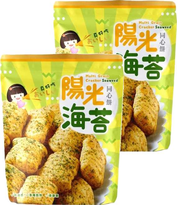 一口田 十榖米同心餅 陽光海苔, 100g, 2包