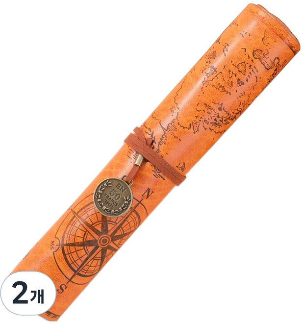 KHOHIMO 復古皮革筆捲袋 5W0465, 光滑棕色, 2個