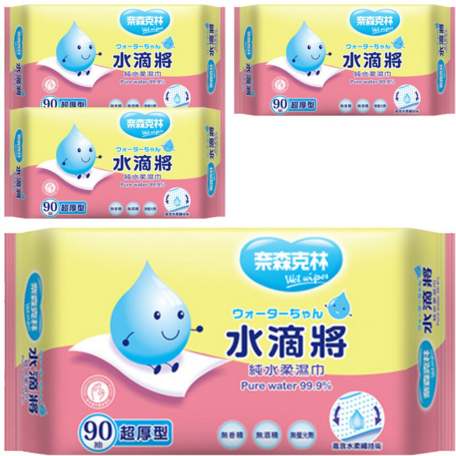 奈森克林 水滴將厚版濕巾, 1入, 4包