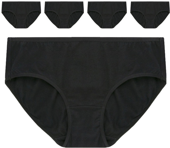Base Alpha Essential 女性日常棉質彈性內褲 5件, 黑色