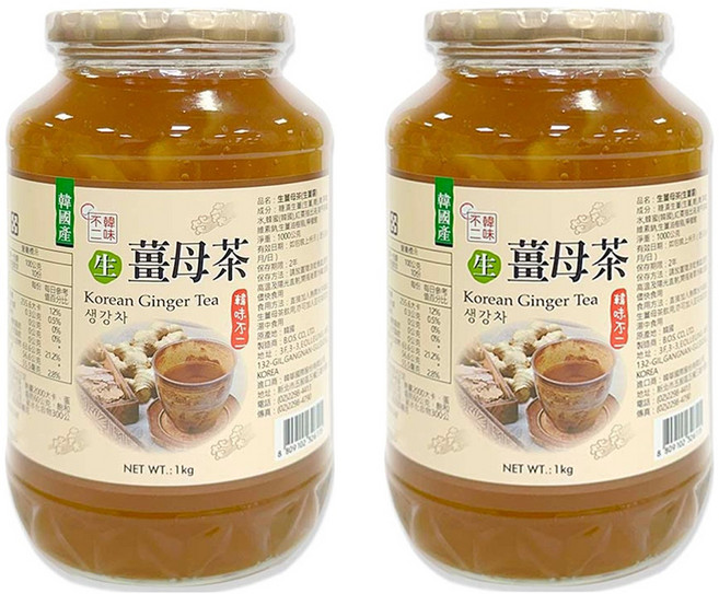 韓味不二 生薑母茶, 1kg, 1入, 2罐
