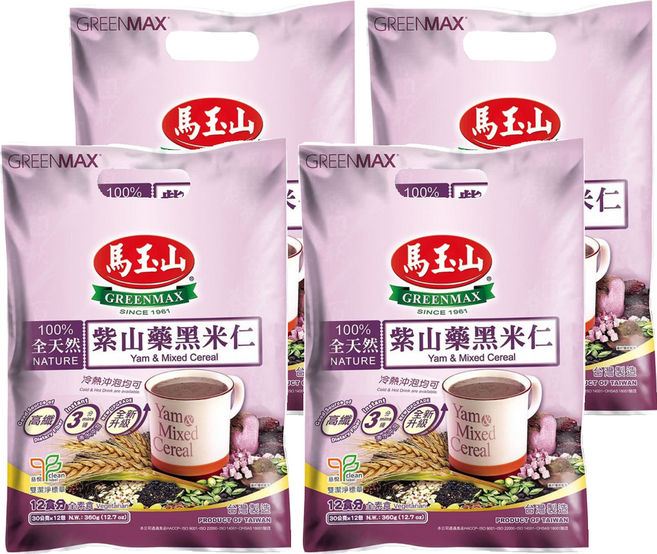 馬玉山 紫山藥黑米仁, 360g, 4袋