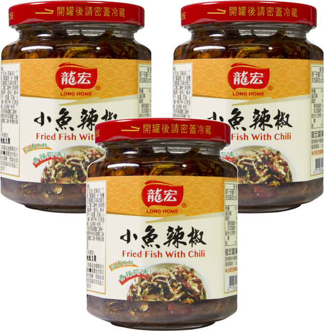 龍宏 小魚辣椒, 270g, 3罐