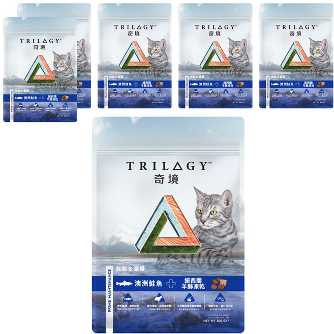 TRILOGY 奇境 無穀貓糧, 300g, 6包, 澳洲鮭魚 + 紐西蘭羊肺凍乾