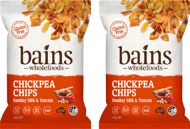 bains wholefoods 鷹嘴豆零食脆片 番茄煙燻BBQ風味, 100g, 2包