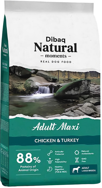 Dibaq Natural moments 自然嗑犬糧 大型成犬 關節保健配方, 雞肉 + 火雞肉, 15000g, 1包