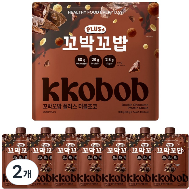 Kkobakkobab Plus 蛋白奶昔 雙倍巧克力口味 7入, 350g, 2個