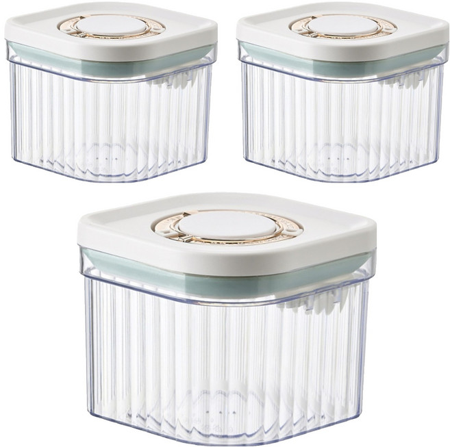 小麥購物 大容量真空防潮密封罐 L1434 透明色 800ml, 3組, 1個容器 + 1個蓋子