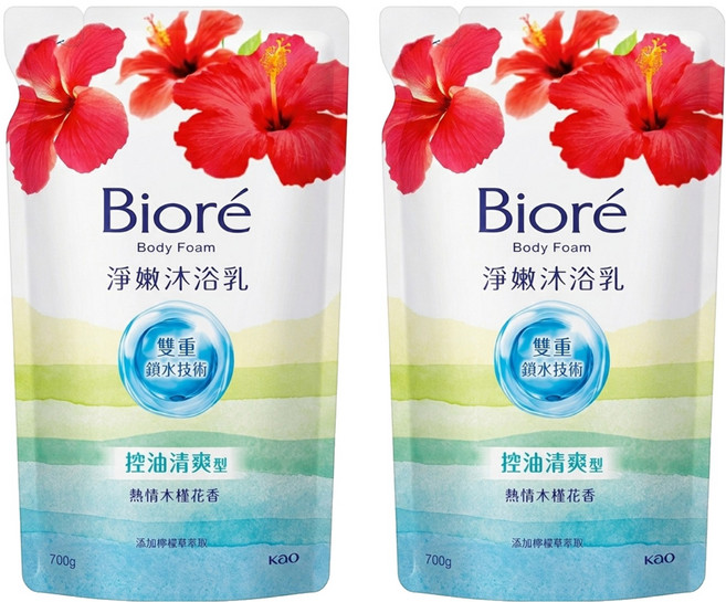 Biore 蜜妮 淨嫩沐浴乳 補充包 熱情木槿花香, 700g, 2包