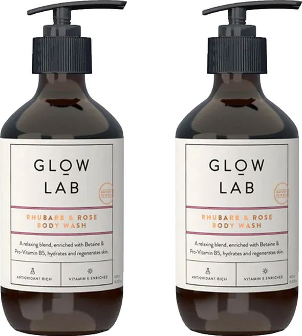 GLOW LAB 植物精油沐浴露 大黃玫瑰-2511, 2瓶, 900ml