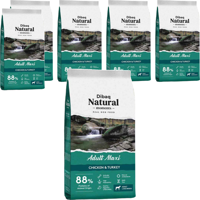Dibaq Natural moments 自然嗑犬糧 大型成犬 關節保健配方, 雞肉 + 火雞肉, 300g, 6包