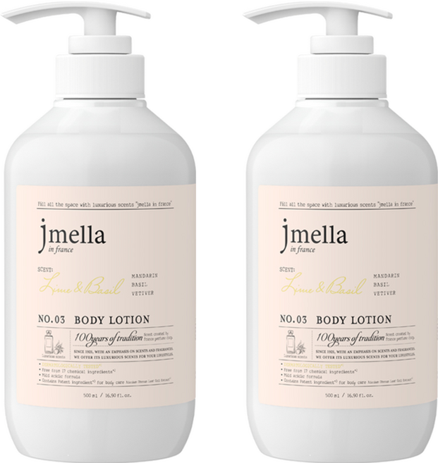 jmella 法式漫舞香水身體乳液 No.03 Lime + Basil, 500ml, 2瓶