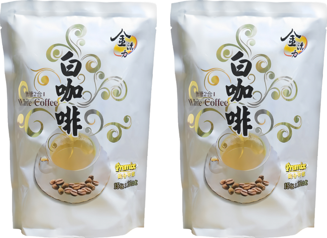 啡茶不可 金活力 2合1無糖白咖啡, 20g, 15入, 2袋