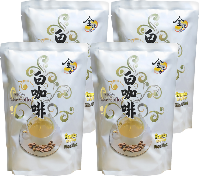 啡茶不可 金活力 2合1無糖白咖啡, 20g, 15入, 4袋