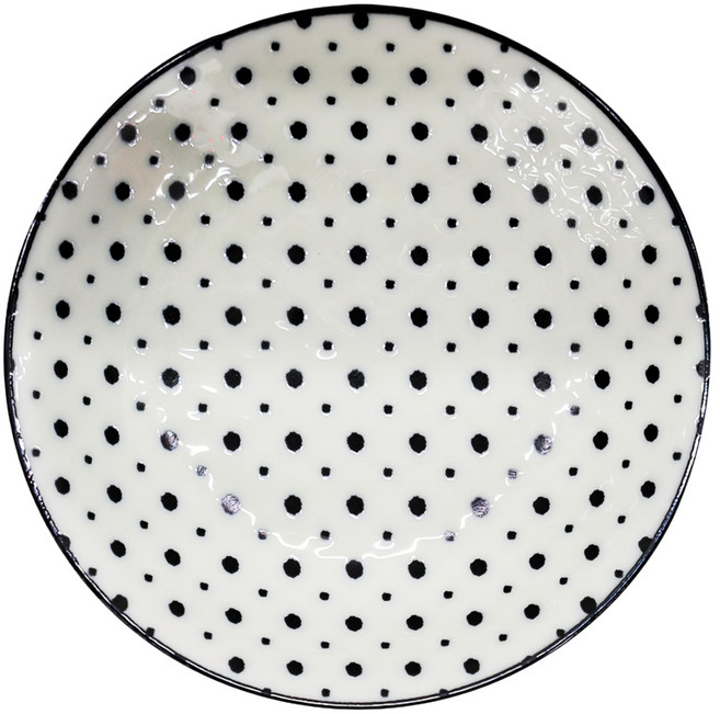 AWASAKA 粟坂 komon 餐盤 KO-647, 豆絞 黑色 + 白色, 1個