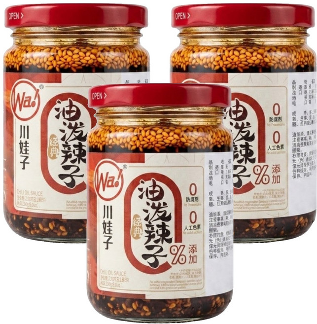 川娃子 油潑辣子調味料, 230g, 3罐