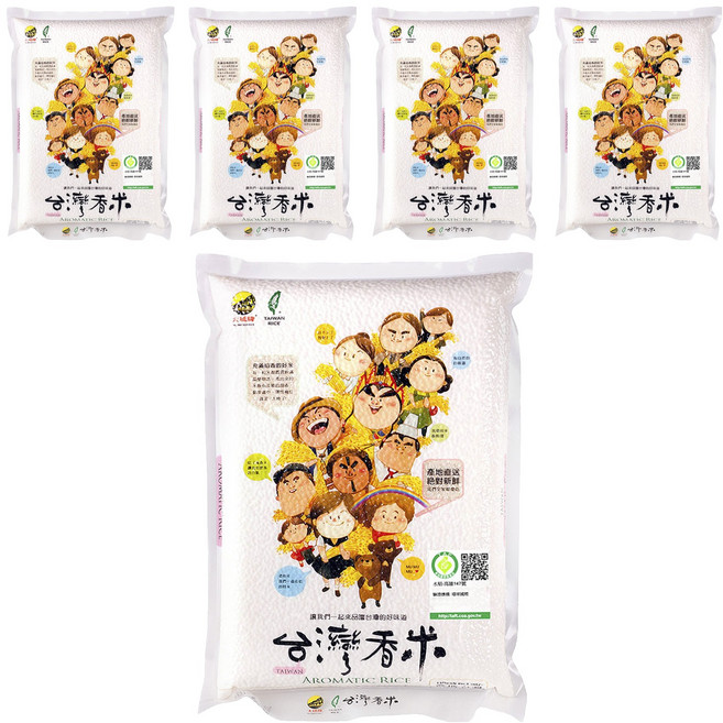 大橋牌 台灣香米, CNS一等, 2kg, 5包