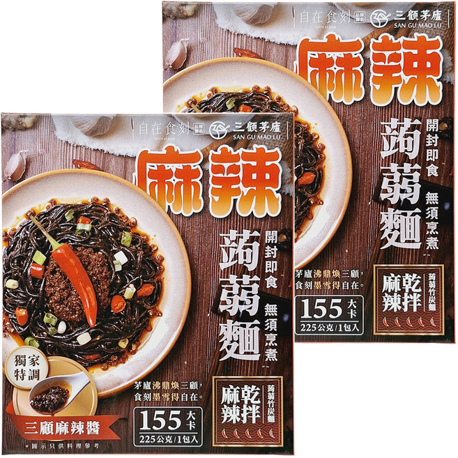 自在食刻 三顧茅廬麻辣蒟蒻乾拌麵 225g, 2包