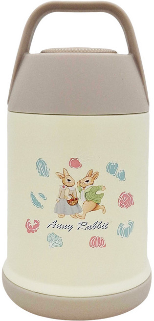 Anny Rabbit 安妮兔 真空提把燜燒罐, 米白 + 灰褐色, 560ml, 1個