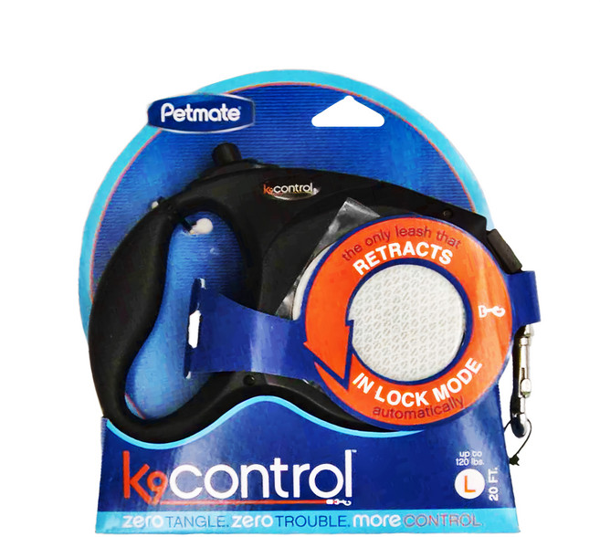 Petmate K9 鎖定回縮 自動伸縮拉繩, 黑色, 1盒