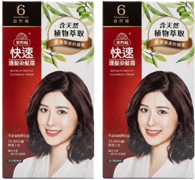 美吾髮 快速護髮染髮霜 80g, 6 自然褐, 2個